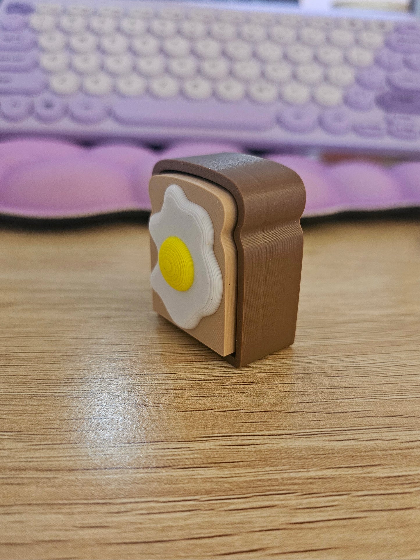 Fried Egg on Toast Clicker Keychain