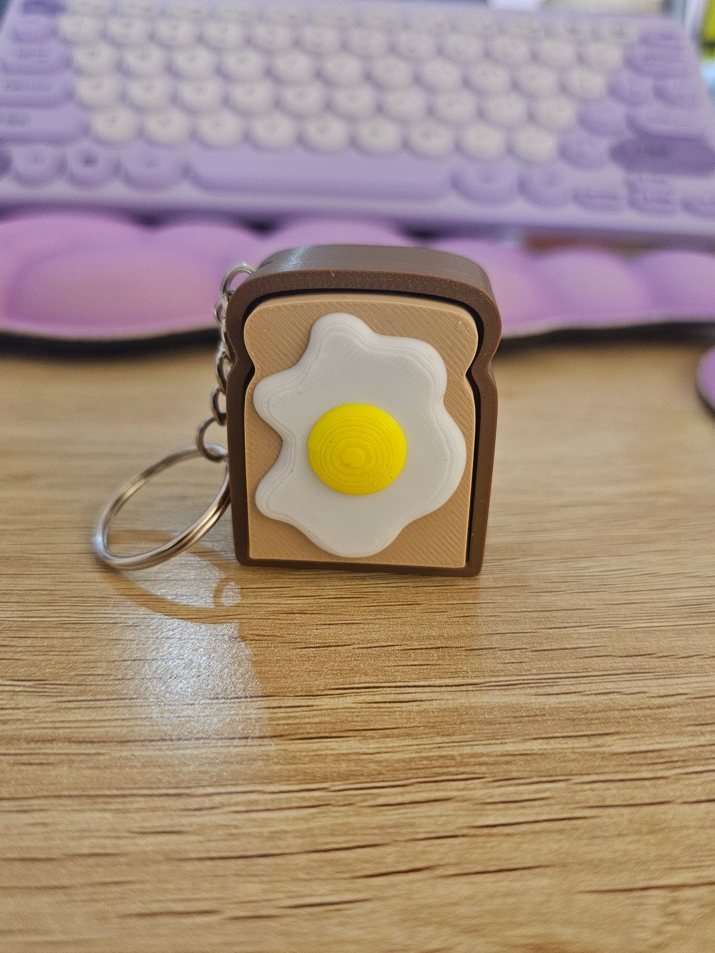 Fried Egg on Toast Clicker Keychain