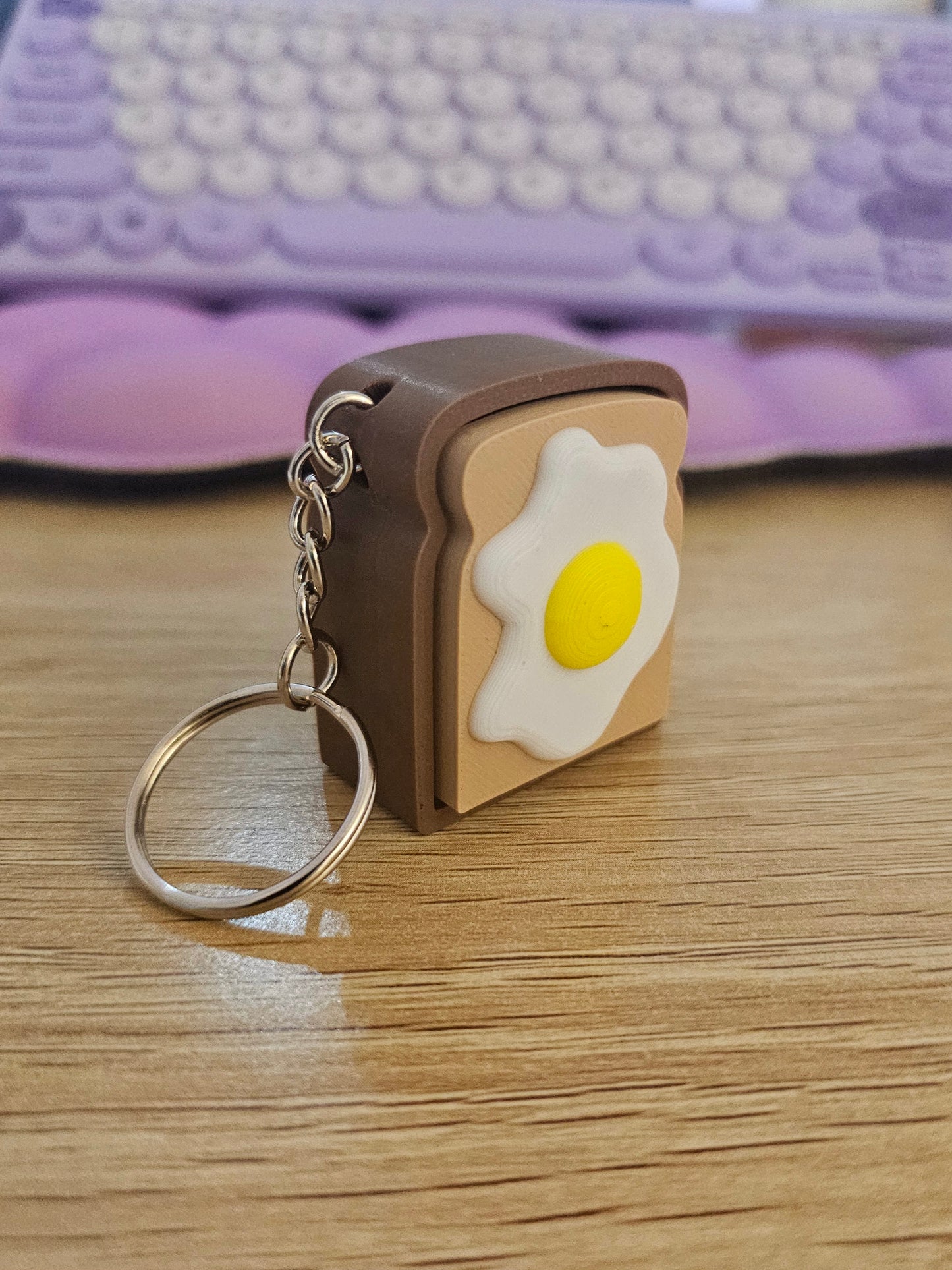 Fried Egg on Toast Clicker Keychain