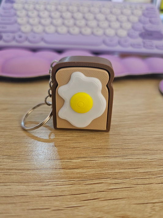 Fried Egg on Toast Clicker Keychain